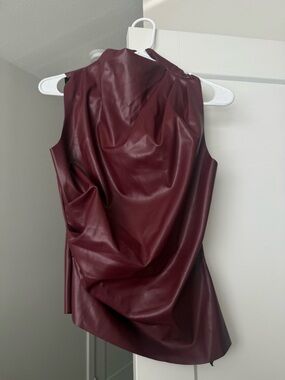 Faux Leather Sleeveless Top in Wine Burgundy
